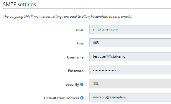 SMTP settings